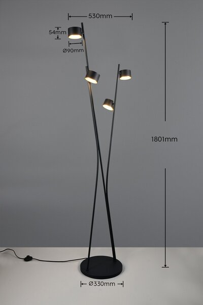 Trio 469000480 stojacia lampa CODA | 10W GX53 | vypínač