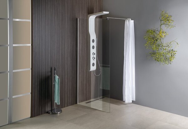 Aqualine Aqualine, WALK-IN stena na inštaláciu na múr so vzperou, jednodielna, 700 mm, sklo číre, WI071