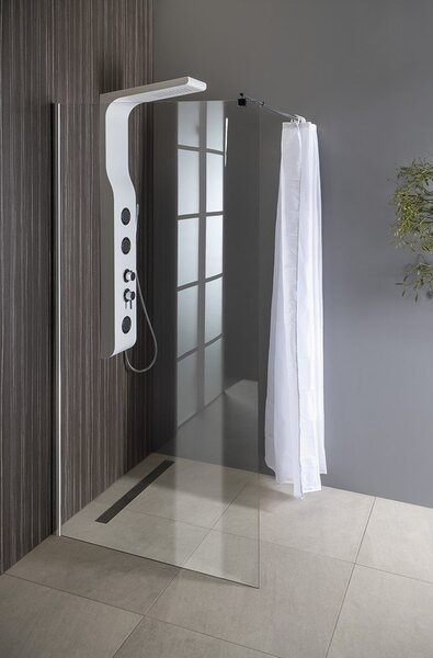 Aqualine Aqualine, WALK-IN stena na inštaláciu na múr so vzperou, jednodielna, 700 mm, sklo číre, WI071