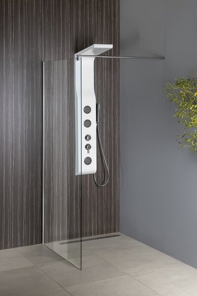 Aqualine Aqualine, WALK-IN stena na inštaláciu na múr so vzperou, jednodielna, 700 mm, sklo číre, WI071