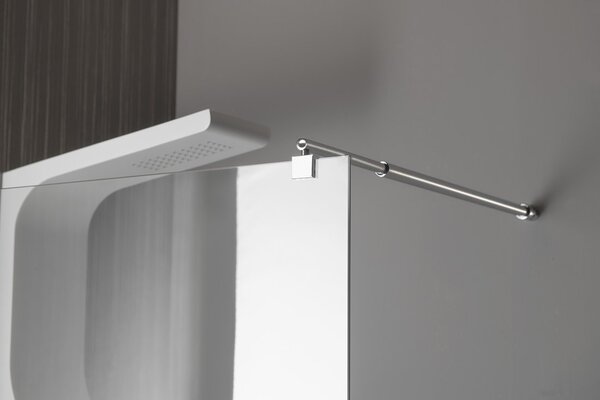 Aqualine Aqualine, WALK-IN stena na inštaláciu na múr so vzperou, jednodielna, 700 mm, sklo číre, WI071