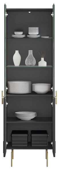 Vitrína Malmi 60 cm - čierny mat / zlatá