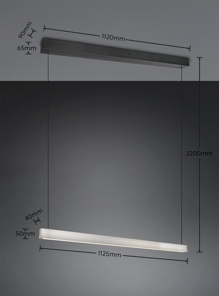Trio 347910107 LED závesné stropné svietidlo WALLACE | 29W integrovaný LED zdroj | 3500lm | 2300+3000+4000K | sťahovacie | Trio - SwitchDimmer