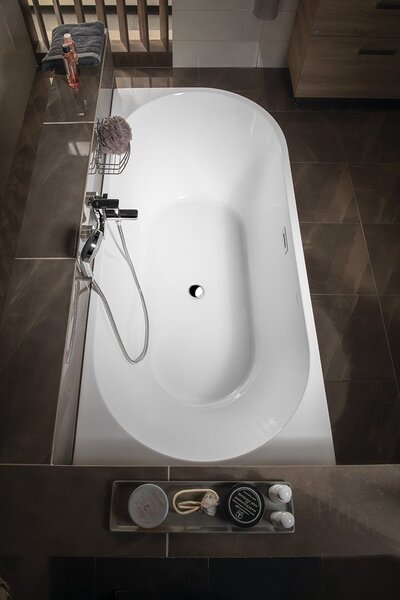 Aqualine Aqualine, TIBERA L rohová stojaca vaňa 170x80cm, biela, E1026