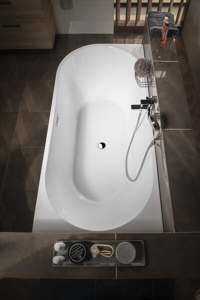 Aqualine Aqualine, TIBERA R rohová stojaca vaňa 170x80cm, biela, E1015
