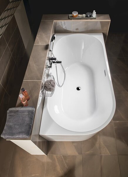 Aqualine Aqualine, TIBERA R rohová stojaca vaňa 170x80cm, biela, E1015