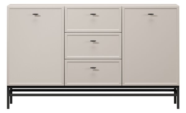 Komoda Lorini 150 cm na stojane - kašmírová / čierne úchytky T