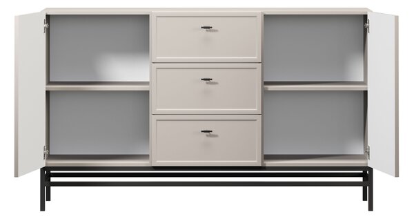 Komoda Lorini 150 cm na stojane - kašmírová / čierne úchytky T