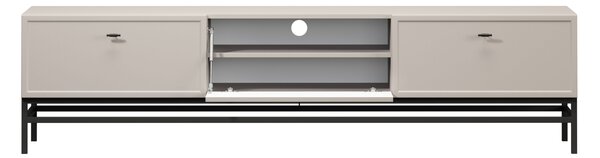 TV stolík Lorini 200 cm na stojane – kašmírová / čierna / úchytky T