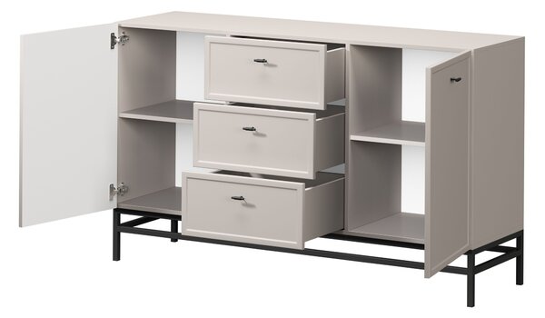 Komoda Lorini 150 cm na stojane - kašmírová / čierne úchytky T