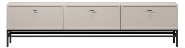 TV stolík Lorini 200 cm na stojane – kašmírová / čierna / úchytky T