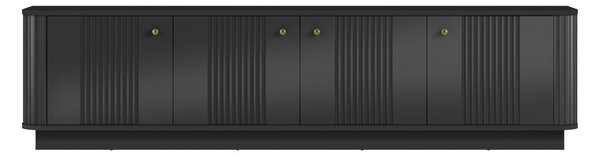 TV skrinka Vespera 4D 187 cm na sokli - čierna / zlatá