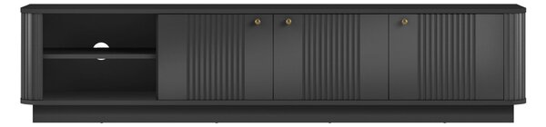 TV skrinka Vespera 3D 187 cm na sokli - čierna / zlatá
