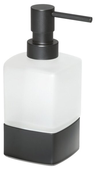 Gedy LOUNGE dávkovač mydla na postavenie, 280 ml, mliečne sklo, čierna mat
