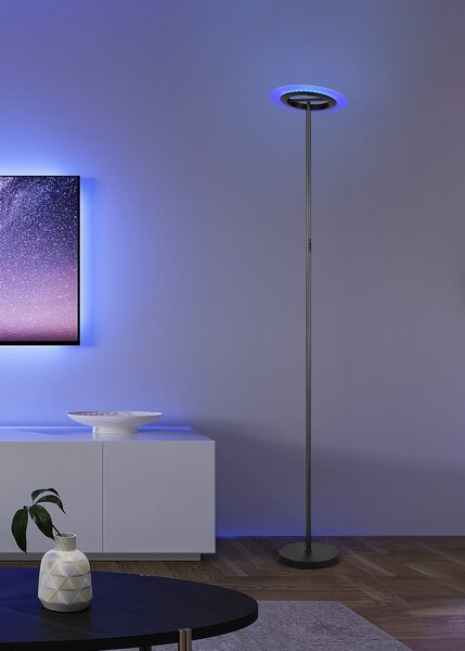 Trio R43411132 LED stojacia lampa SANBA | 17W integrovaný LED zdroj | 1900lm | 2700-6500K | diaľkové ovládanie | stmievač | rgb - farebné