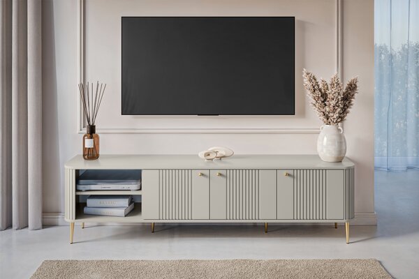 TV stolík Vespera 3D 187 cm - kašmírová / zlaté nožičky