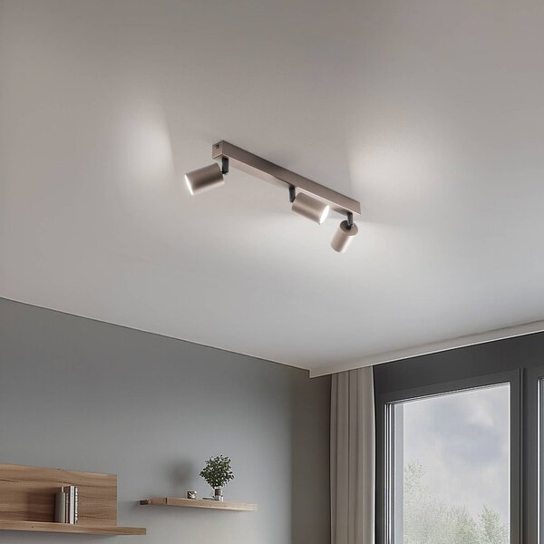 TK Lighting Stropný reflektor Top, nastaviteľný, hnedý, s tromi lineárnymi žiarovkami, Hnedá / hrdzavá, Obývacia izba / jedáleň, kov, Moderný, Stropné svetlo polkruhové s priestorom