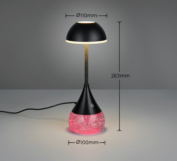 Trio R53851102 LED stolná lampička TEMBO | 5W integrovaný LED zdroj | 420lm | 3000+4200+6500K | vypínač | rgb - farebné