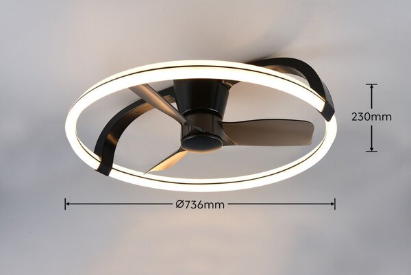 Trio R64262132 LED ventilátor s osvetlením STOCKHOLM | 37W integrovaný LED zdroj | 4300lm | 2700-6500K | vypínač | rgb - farebné | stmievač | diaľkové ovládanie | ventilátor
