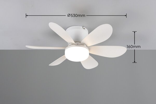 Trio R67462131 LED ventilátor s osvetlením LUND | 8W integrovaný LED zdroj | 850lm | 2700-6500K | vypínač | ventilátor | diaľkové ovládanie | stmievač