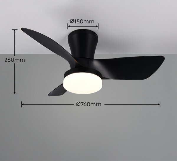 Trio R64412132 LED ventilátor s osvetlením RANDERS | 20W integrovaný LED zdroj | 2500lm | 2700-6000K | vypínač | stmievač | diaľkové ovládanie | ventilátor