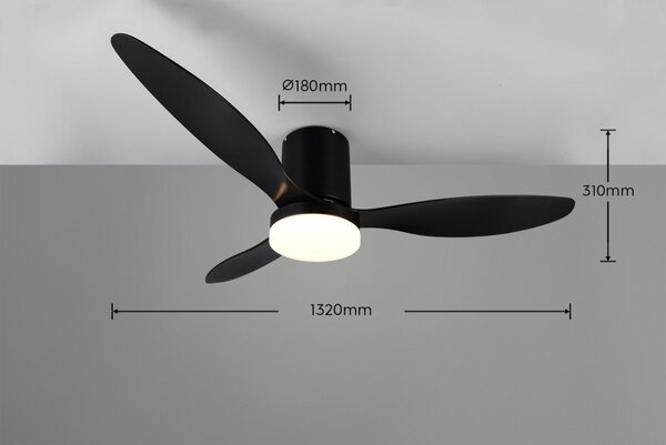 Trio R64202132 LED ventilátor s osvetlením GOTEBORG | 20W integrovaný LED zdroj | 2500lm | 2700-6000K | vypínač | ventilátor | diaľkové ovládanie