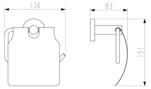 Sapho Sapho, X-ROUND držiak toaletného papiera, s krytom, čierna matná, XR732B