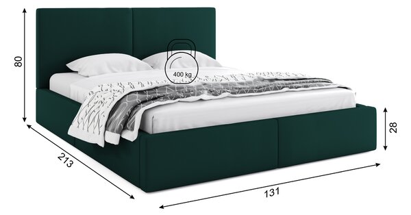 HRUŠKA Čalúnená posteľ s úložným priestorom HILTON 120x200 - zelená
