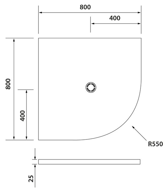 Polysan Polysan, FLEXIA sprchová vanička z liateho mramoru štvrťkruh, s možnosťou úpravy rozmeru, 80x80x2,5cm, R550, 91171