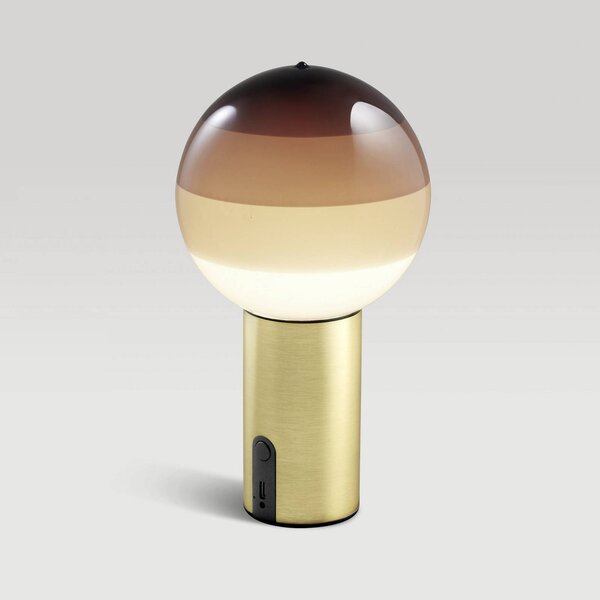 MARSET Akumulátorová stolová lampa Dipping Light, hnedá/mosadz, stmievateľná, Hnedá / hrdzavá, Obývacia izba / jedáleň, Sklo, Dizajn, Stojacie svietidlo