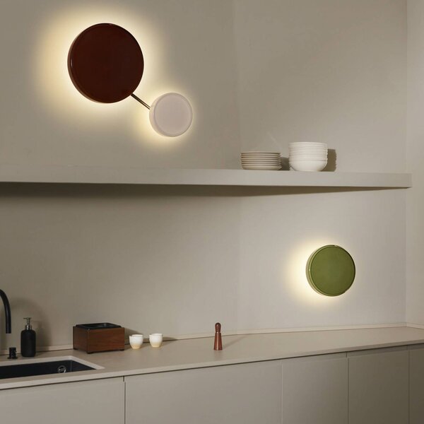 MARSET LED nástenné svetlo Caramel, hnedá, Ø 38 cm, TRIAC, sklo, Hnedá / hrdzavá, Obývacia izba / jedáleň, Sklo, Dizajn, Nástenné svietidlo