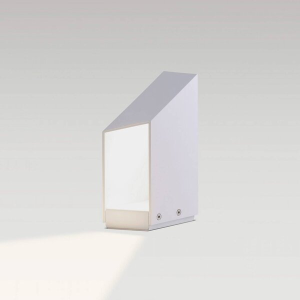 MARSET LED podstavcová lampa Domus, výška 26 cm, biela, hliník, Biela / opálová, Hliník, Dizajn, Vonkajčie stĺpové osvetlenie