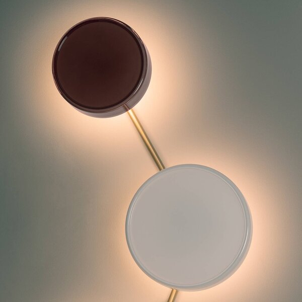MARSET LED nástenné svetlo Caramel, hnedá, Ø 22 cm, TRIAC, sklo, Hnedá / hrdzavá, Obývacia izba / jedáleň, Sklo, Dizajn, Nástenné svietidlo