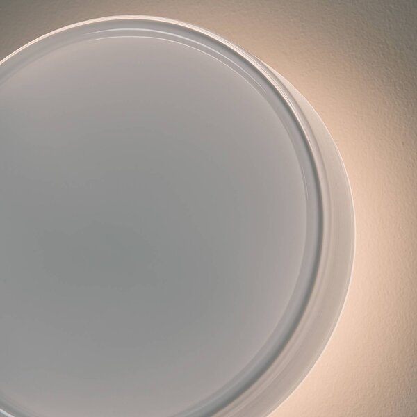 MARSET LED nástenné svetlo Caramel, opálová, Ø 38 cm, TRIAC, sklo, Biela / opálová, Obývacia izba / jedáleň, Sklo, Dizajn, Nástenné svietidlo