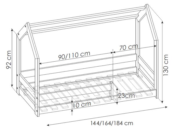 Detská domčeková posteľ so zábranou 140x80 Valena - biela