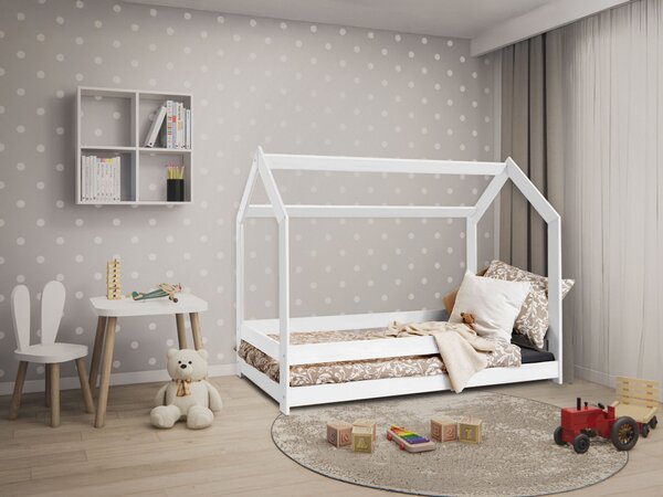 Detská domčeková posteľ so zábranou 140x80 Valena - biela