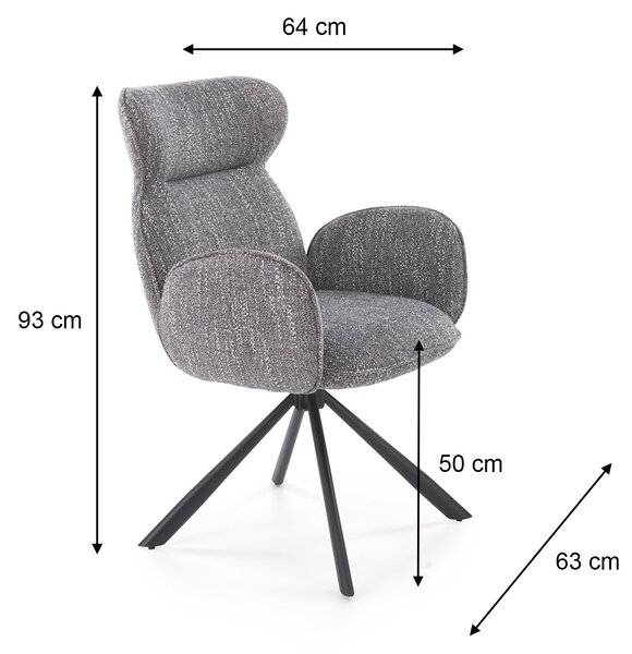 Otočné kreslo Carla K571 - sivá