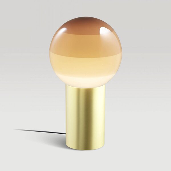 MARSET Stolová lampa Dipping Light, výška 22 cm, krémová/mosadz, Krémová / jantárovo žltá, Obývacia izba / jedáleň, Sklo, Dizajn, Stojacie svietidlo