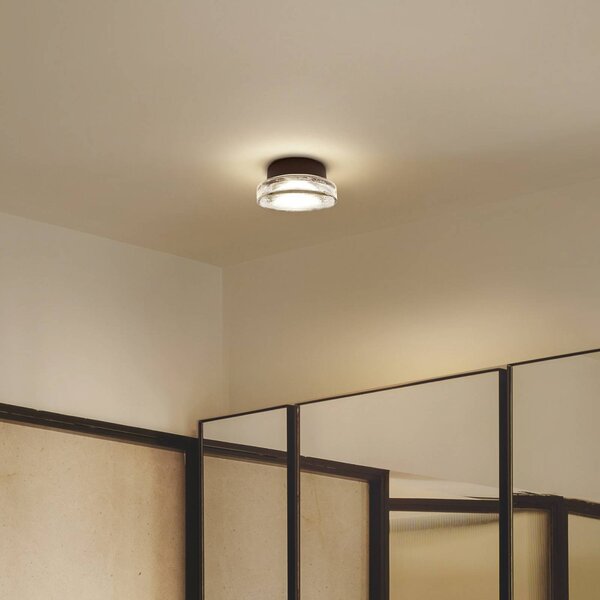 MARSET LED vonkajšie nástenné svietidlo Roc, Ø 17 cm, čierna/priehľadná, Čierna, Hliník, Dizajn, Nástenné svietidlo
