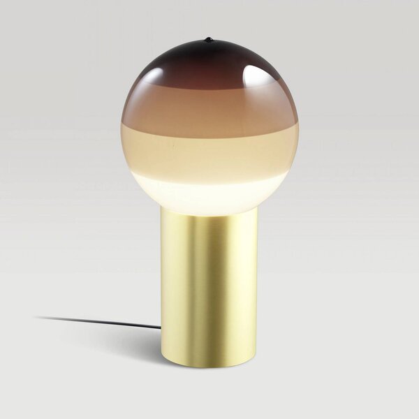 Stolová lampa MARSET Dipping Light, výška 22 cm, hnedá/mosadz, Hnedá / hrdzavá, Obývacia izba / jedáleň, Sklo, Dizajn, Stojacie svietidlo