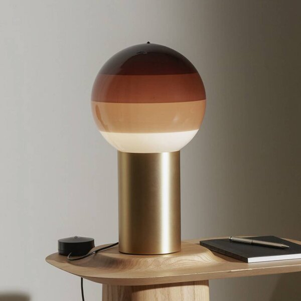Stolová lampa MARSET Dipping Light, výška 22 cm, hnedá/mosadz, Hnedá / hrdzavá, Obývacia izba / jedáleň, Sklo, Dizajn, Stojacie svietidlo