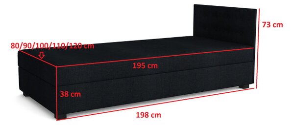 Jednolôžková posteľ 100x195 XIRA 1 s úložným priestorom - grafitová / šedá