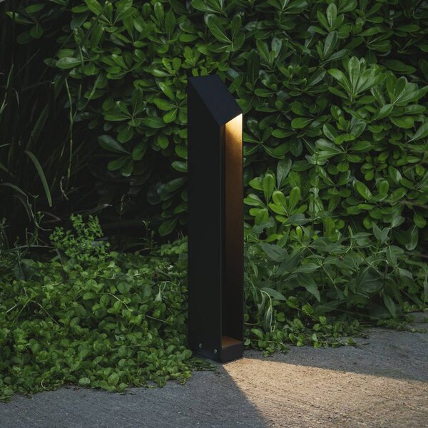 MARSET LED podstavec Domus, výška 55 cm, čierny, hliník, Čierna, Hliník, Dizajn, Vonkajčie stĺpové osvetlenie