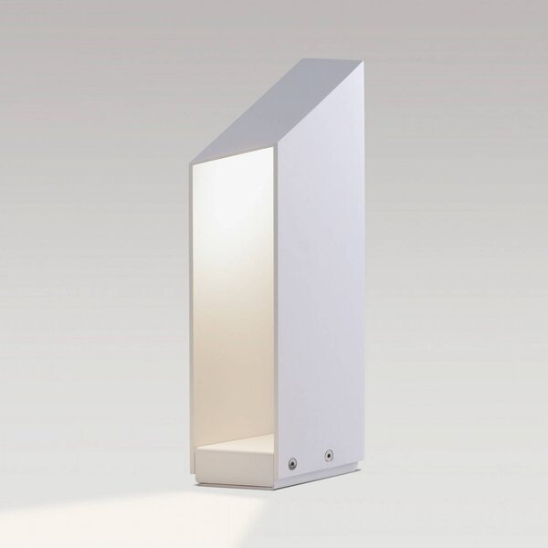 MARSET LED podstavcová lampa Domus, výška 37 cm, biela, hliník, Biela / opálová, Hliník, Dizajn, Vonkajčie stĺpové osvetlenie