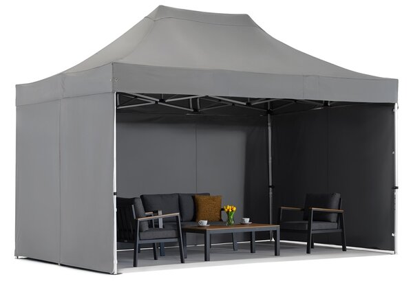 Antracitový expresný záhradný stan Manta 3 x 4,4 m so závesmi Garden Point