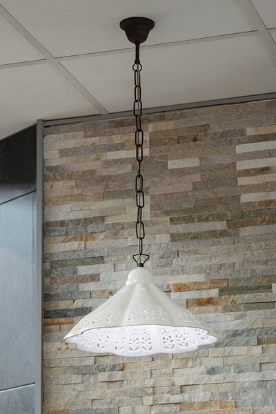 Sapho Sapho, LAMPEDUSA závesné svietidlo E27, 60W, 230V, IP21, keramické tienidlo, 39cm, mosadzná reťaz, MC011C