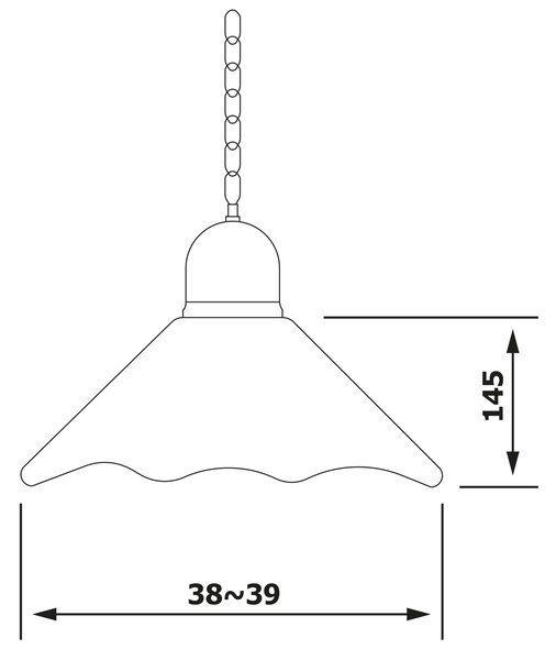 Sapho Sapho, LAMPEDUSA závesné svietidlo E27, 60W, 230V, IP21, keramické tienidlo, 39cm, mosadzná reťaz, MC011C