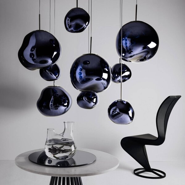 Tom Dixon LED závesné svietidlo Melt Mini, Ø 28 cm, dymová, Hliník / sivá / zinok, Obývacia izba / jedáleň, Plast, Dizajn, Závesné svietidlo