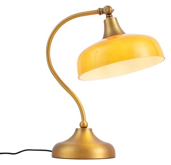 Klasická stolná lampa bronzová s oranžovým opálovým sklom - Clerk