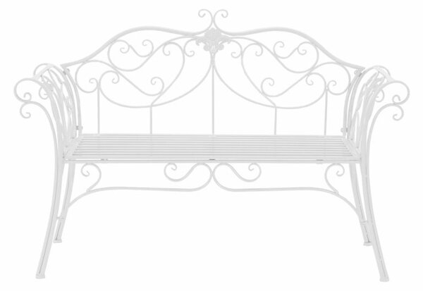 Záhradná kovová biela lavička (k400866)